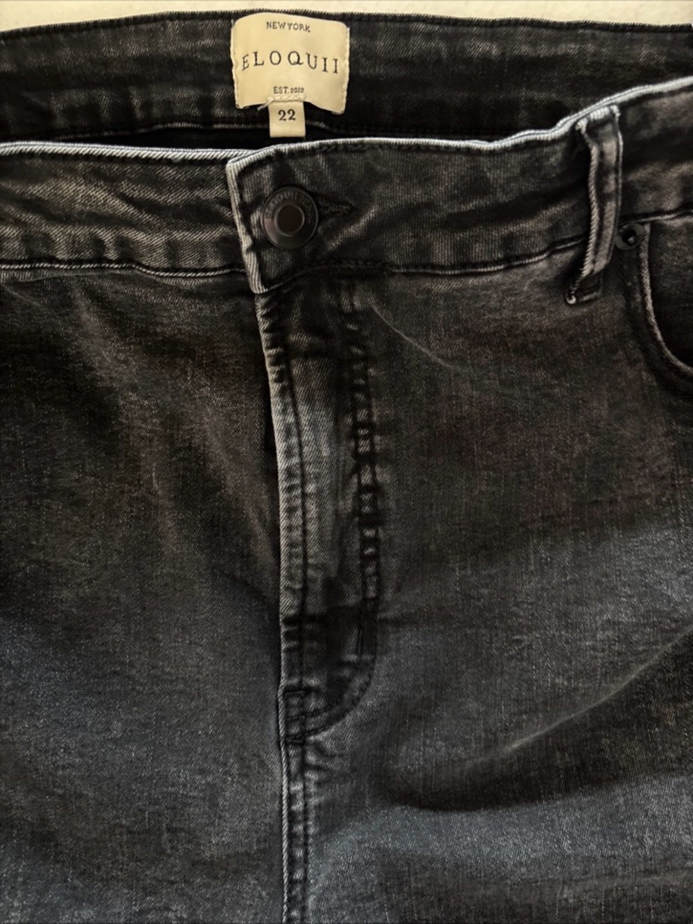 Eloquii High-Rise Straight Jeans in Washed Black